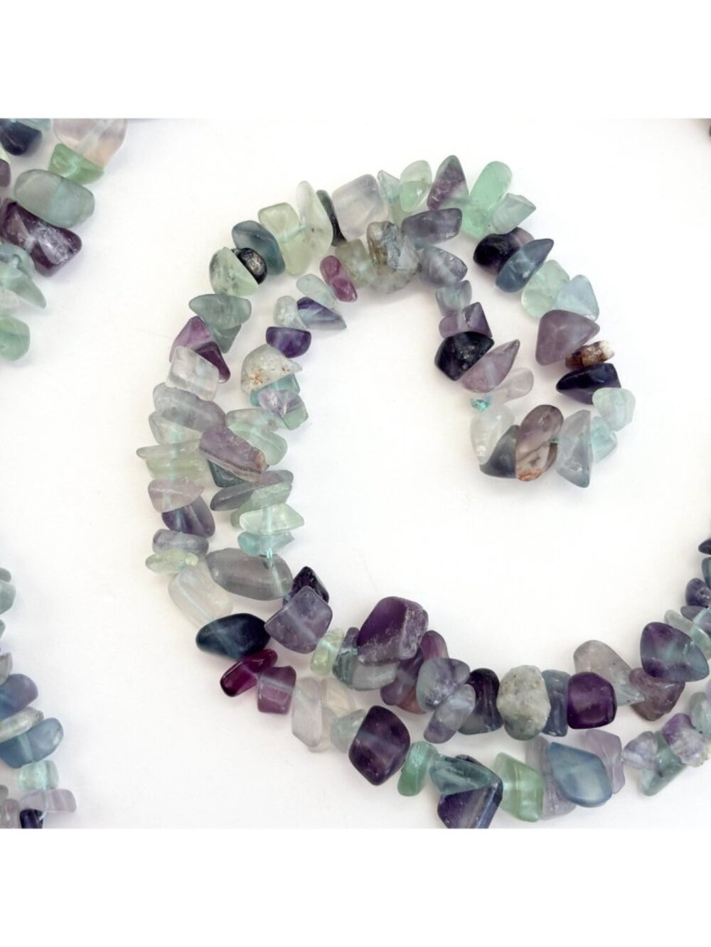 Multi Colored Purple & Green Flourite Chip Beaded Chip Vintage Necklace - 36" - Picture 12 of 13